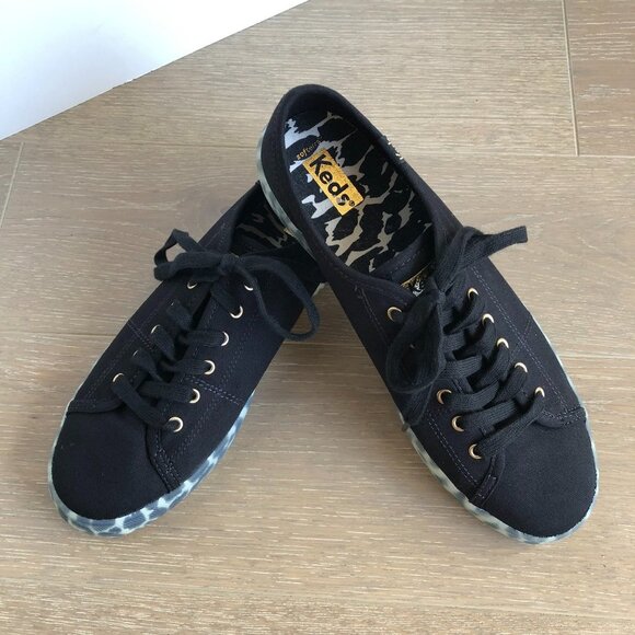 Keds Kickstart Leo Foxing Leopard Canvas Upper Lace Up Sneakers Black Sz 8.5 NWT - Picture 3 of 9
